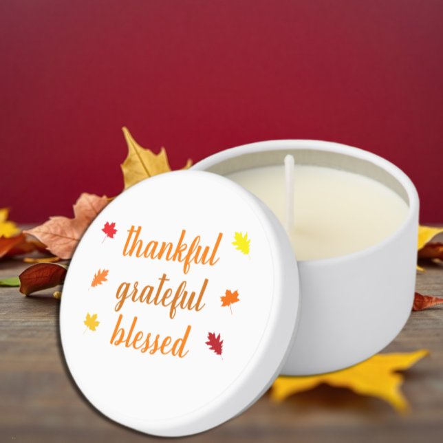 Thankful Grateful Blessed Thanksgiving Mini Candle Favors (Creator Uploaded)