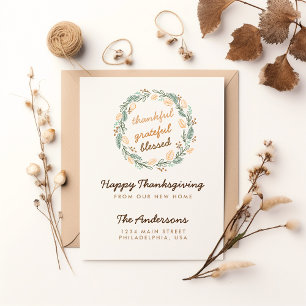 Thankful Grateful Blessed Thanksgiving Moving Postcard