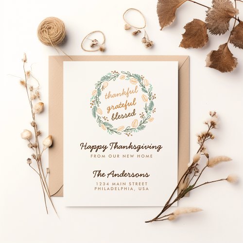 Thankful Grateful Blessed Thanksgiving Moving Postcard
