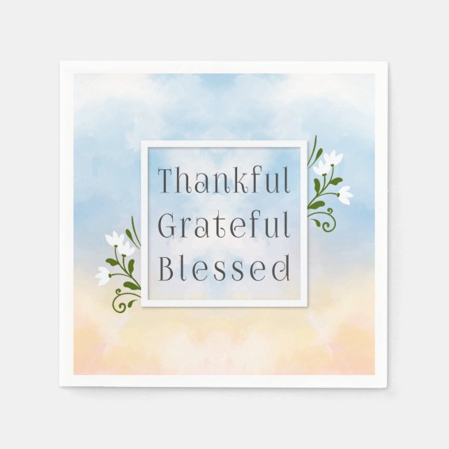 Thankful Grateful Blessed Thanksgiving | Napkin (Front)