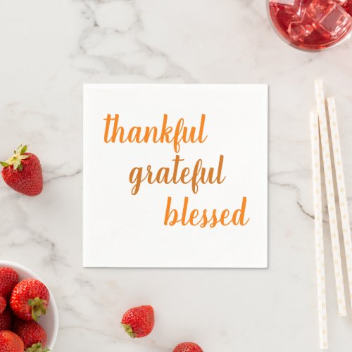 Thankful Grateful Blessed Thanksgiving Napkins