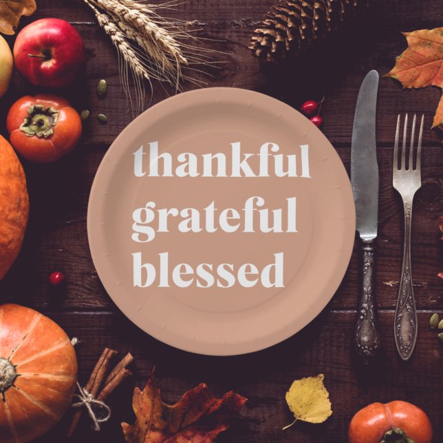 Thankful Grateful Blessed | Thanksgiving Paper Plates (Creator Uploaded)
