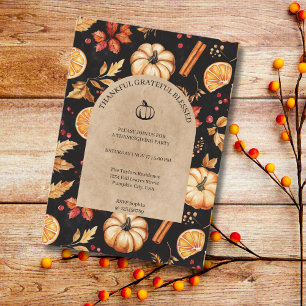 Thankful Grateful Blessed Thanksgiving Party Invitation