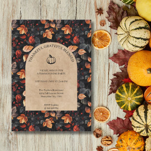 Thankful Grateful Blessed Thanksgiving Party Invitation
