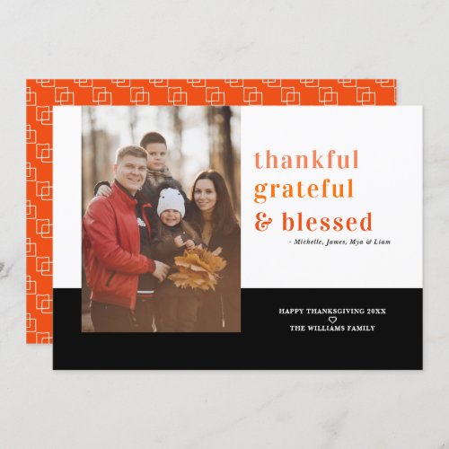 Thankful Grateful Blessed Thanksgiving Photo Card