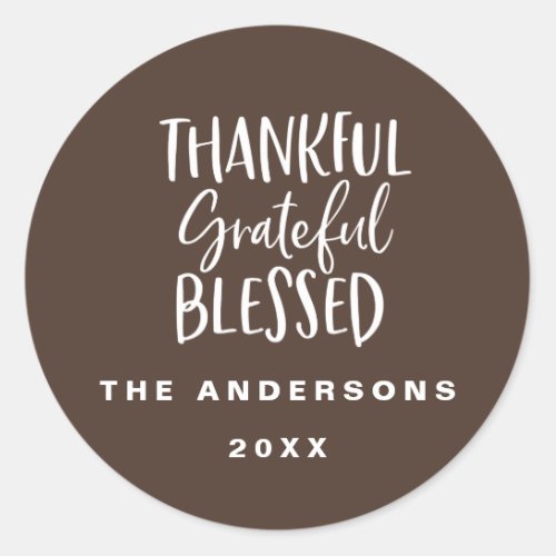 Thankful grateful blessed thanksgiving photo classic round sticker