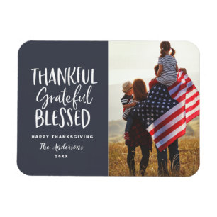 Thankful, grateful, blessed thanksgiving photo magnet