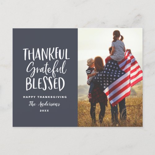 Thankful grateful blessed thanksgiving photo postcard