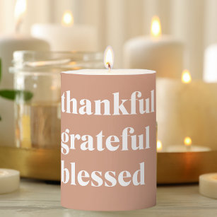 Thankful Grateful Blessed   Thanksgiving Pillar Candle