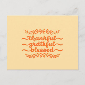 Thankful Grateful Blessed Thanksgiving Postcard