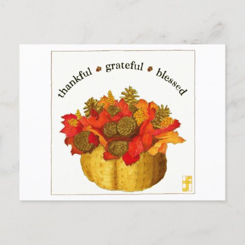Thankful Grateful Blessed Thanksgiving Postcard