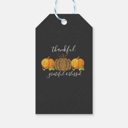 Thankful Grateful Blessed Thanksgiving Pumpkin   Gift Tags