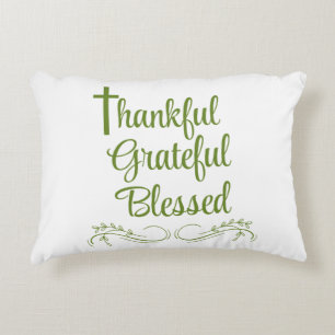 Thankful Grateful Blessed Thanksgiving Quote Accent Pillow