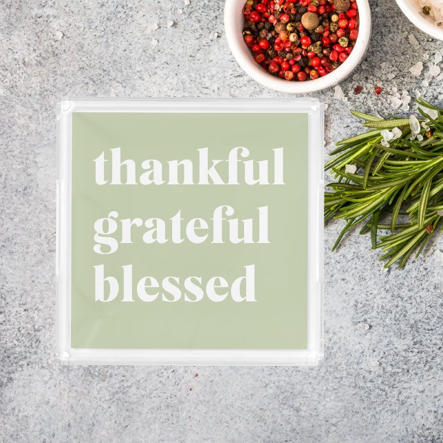 Thankful Grateful Blessed | Thanksgiving Quote Acrylic Tray (Creator Uploaded)
