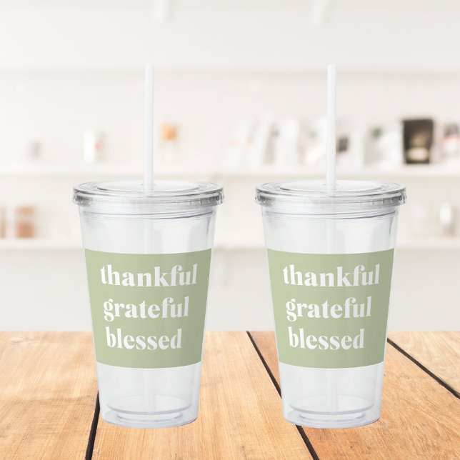 Thankful Grateful Blessed | Thanksgiving Quote Acrylic Tumbler (Creator Uploaded)