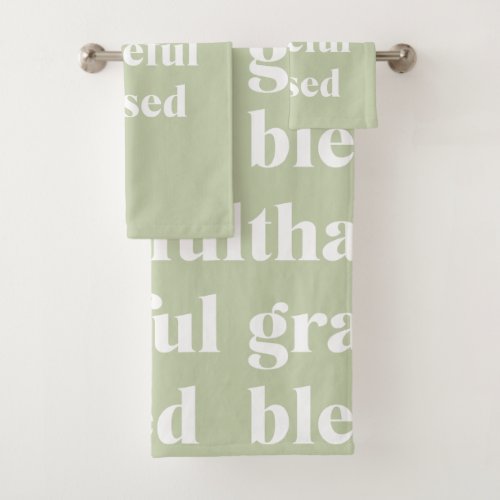 Thankful Grateful Blessed  Thanksgiving Quote Bath Towel Set
