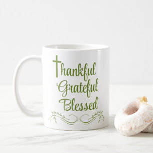 Thankful Grateful Blessed Thanksgiving Quote Coffee Mug