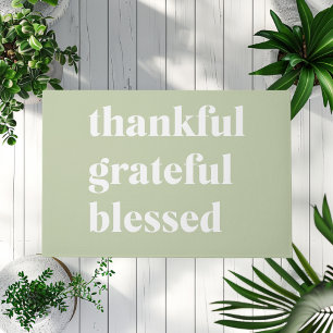 Thankful Grateful Blessed Thanksgiving Quote Doormat