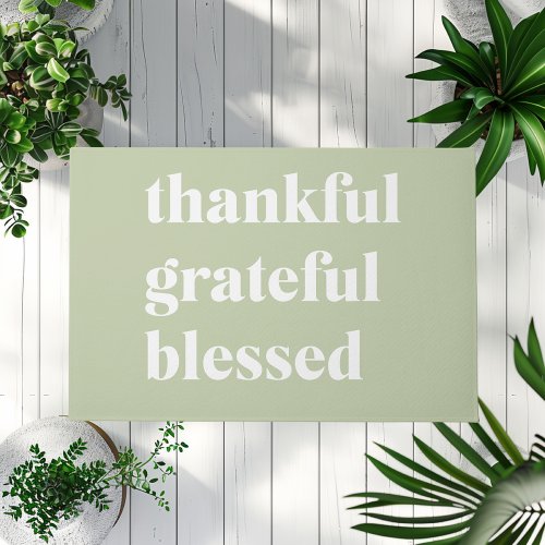 Thankful Grateful Blessed  Thanksgiving Quote Doormat