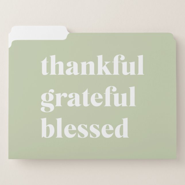 Thankful Grateful Blessed | Thanksgiving Quote File Folder (Front Left)