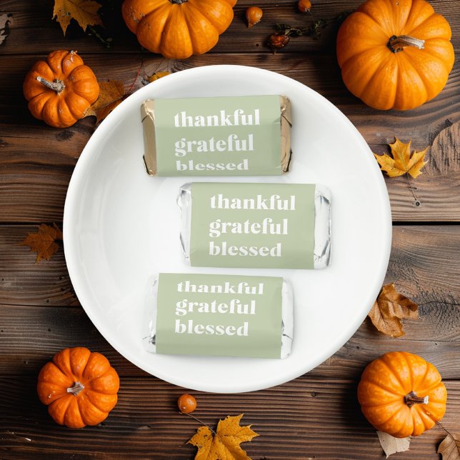 Thankful Grateful Blessed | Thanksgiving Quote Hershey's Miniatures (Creator Uploaded)
