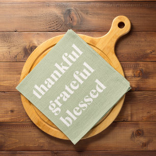 Thankful Grateful Blessed Thanksgiving Quote Kitchen Towel