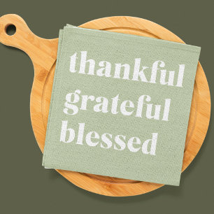 Thankful Grateful Blessed Thanksgiving Quote Kitchen Towel