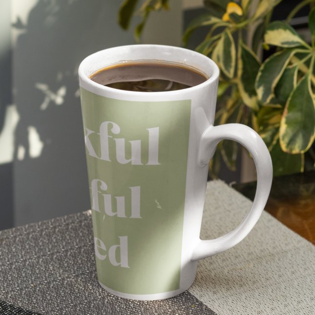 Thankful Grateful Blessed | Thanksgiving Quote Latte Mug (Creator Uploaded)