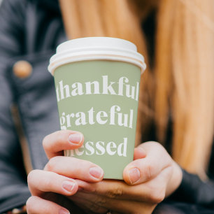 Thankful Grateful Blessed Thanksgiving Quote Paper Cups