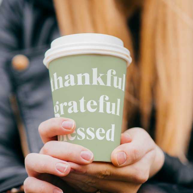 Thankful Grateful Blessed | Thanksgiving Quote Paper Cups (Creator Uploaded)