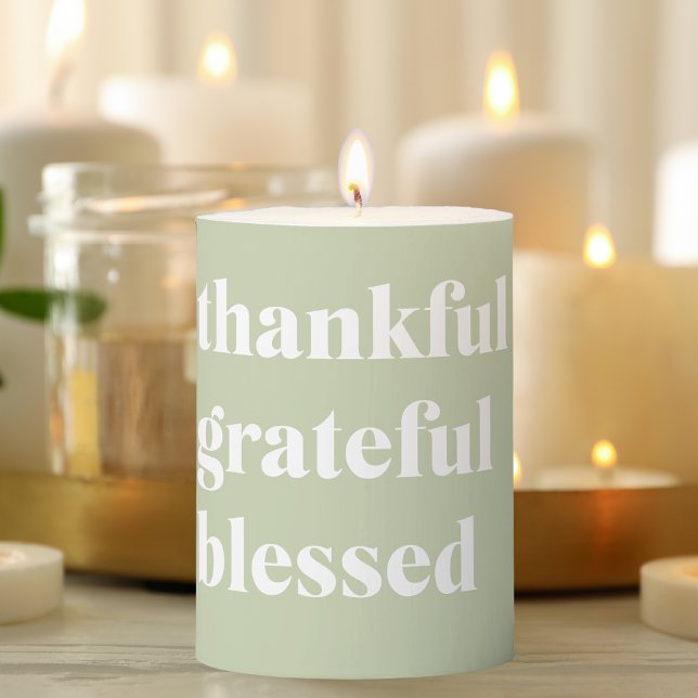Thankful Grateful Blessed | Thanksgiving Quote Pillar Candle (Creator Uploaded)