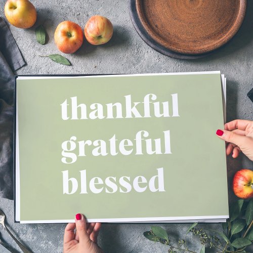 Thankful Grateful Blessed  Thanksgiving Quote Placemat
