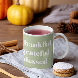 Thankful Grateful Blessed Thanksgiving Quote Two-Tone Coffee Mug