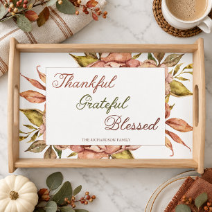 Thankful Grateful Blessed Thanksgiving Serving Tray