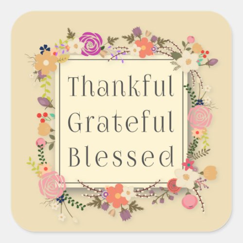 Thankful Grateful Blessed Thanksgiving Sticker