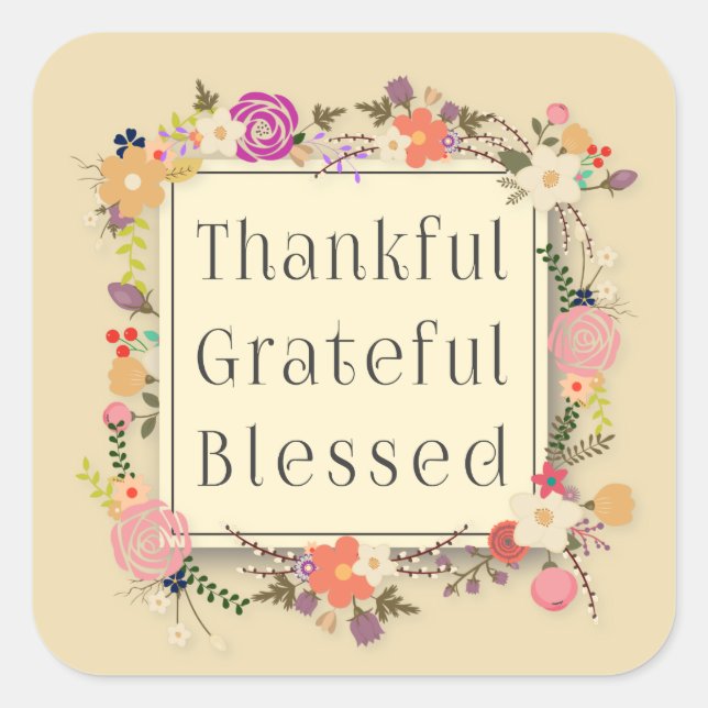 Thankful Grateful Blessed Thanksgiving Sticker (Front)