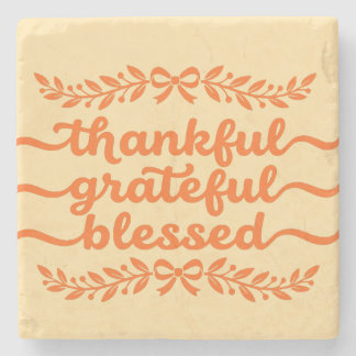 Thankful Grateful Blessed Thanksgiving Stone Coaster