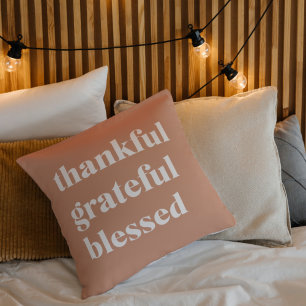 Thankful Grateful Blessed Thanksgiving Throw Pillow