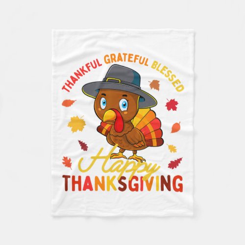 Thankful Grateful Blessed Thanksgiving Turkey Wome Fleece Blanket