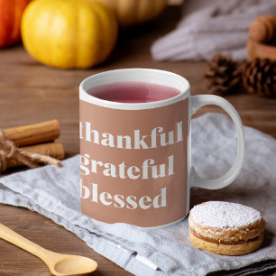 Thankful Grateful Blessed Thanksgiving Two-Tone Coffee Mug