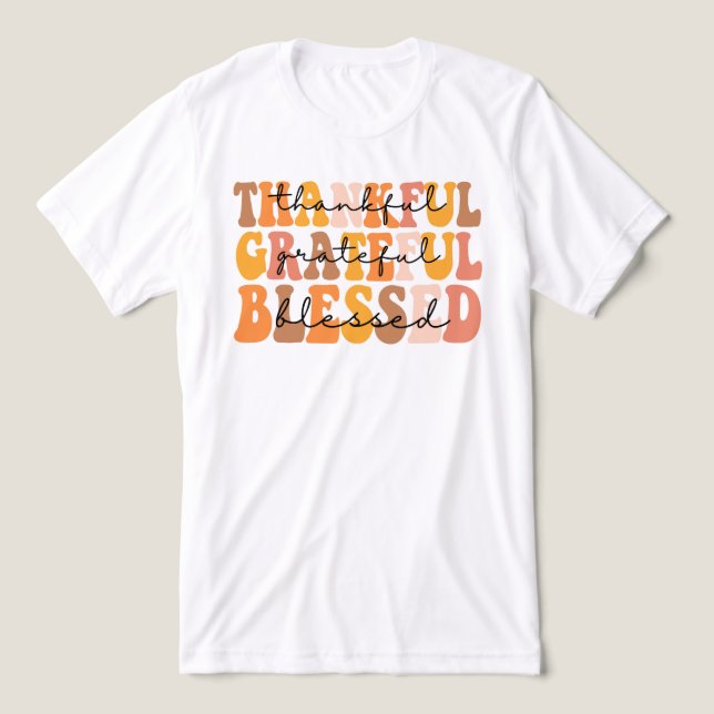 Thankful Grateful Blessed Tri-Blend Shirt (Design Front)