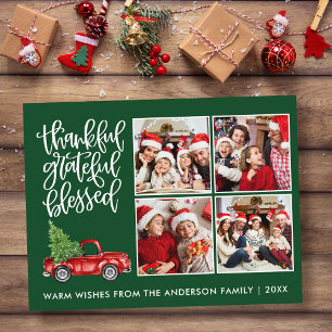 Thankful Grateful Blessed Truck 4 Photo Green Postcard