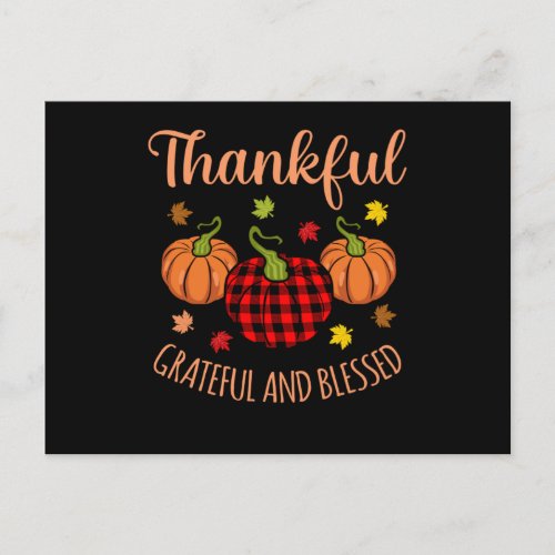 Thankful Grateful Blessed Turkey Thanksgiving Postcard