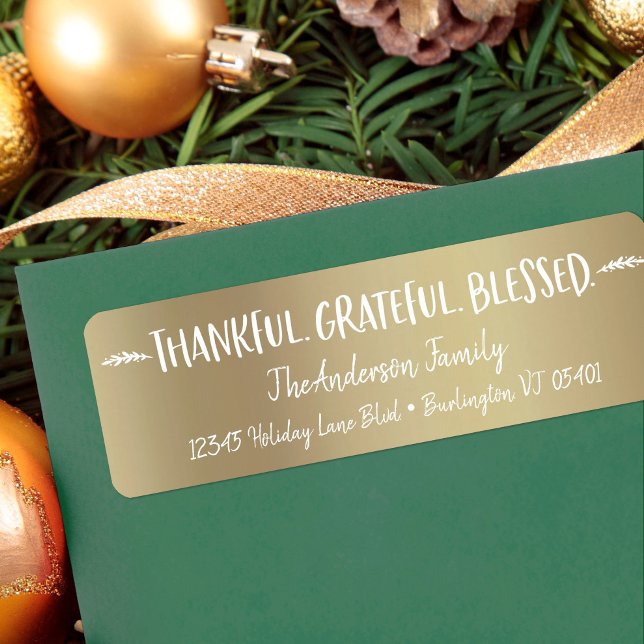Thankful Grateful Blessed Typography Name Gold Label (Creator Uploaded)