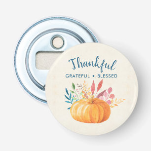 Thankful Grateful Blessed with Orange Pumpkin Bottle Opener
