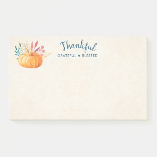 Thankful Grateful Blessed with Orange Pumpkin Post_it Notes