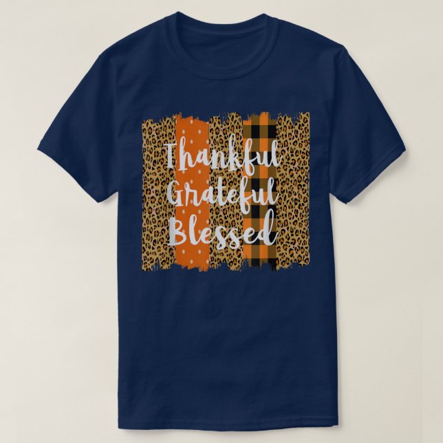 Thankful Grateful Blessed Women Leopard Buffalo Th T-Shirt (Design Front)