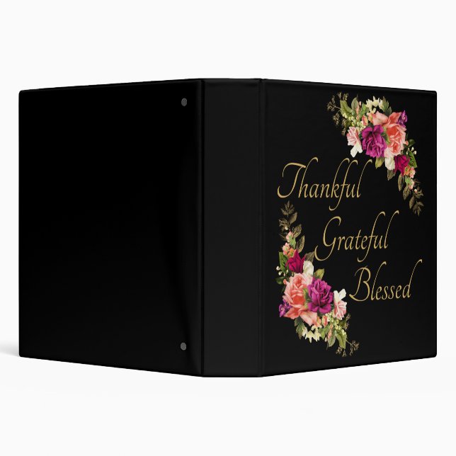 Thankful Grateful Blessed Women's Christian Faith 3 Ring Binder (Background)