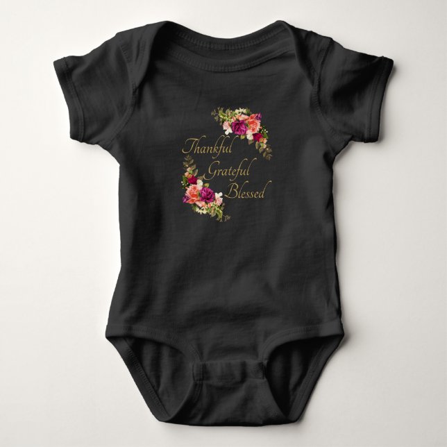 Thankful Grateful Blessed Women's Christian Faith Baby Bodysuit (Front)
