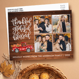 Thankful Grateful Blessed Wood Thanksgiving Truck  Postcard